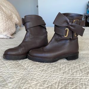 Valentino brown bow boots